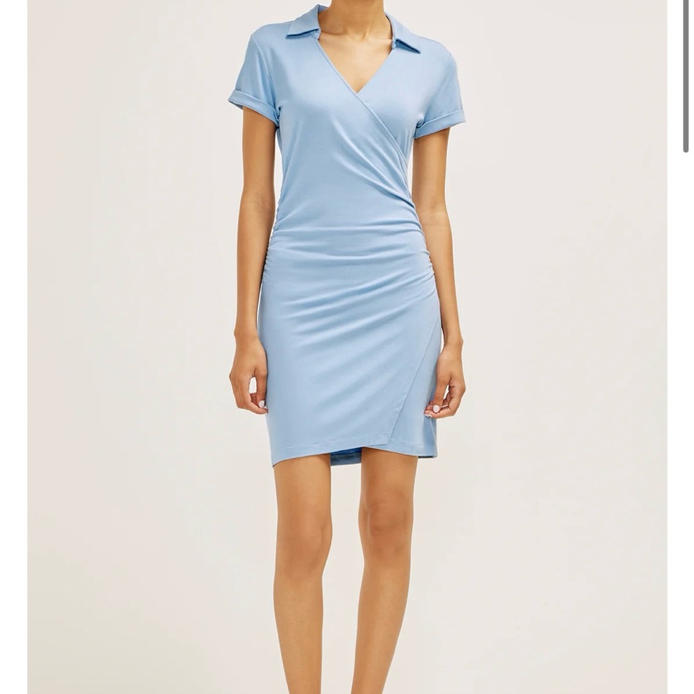 Collared Wrap Lichen Blue Dress